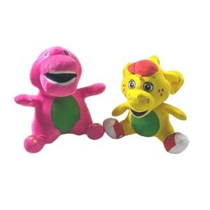 Barney and BJ Friends Plushies Set Toys 7" Dinosaurs Stuffed 90's‎ Kids Y2K Gift